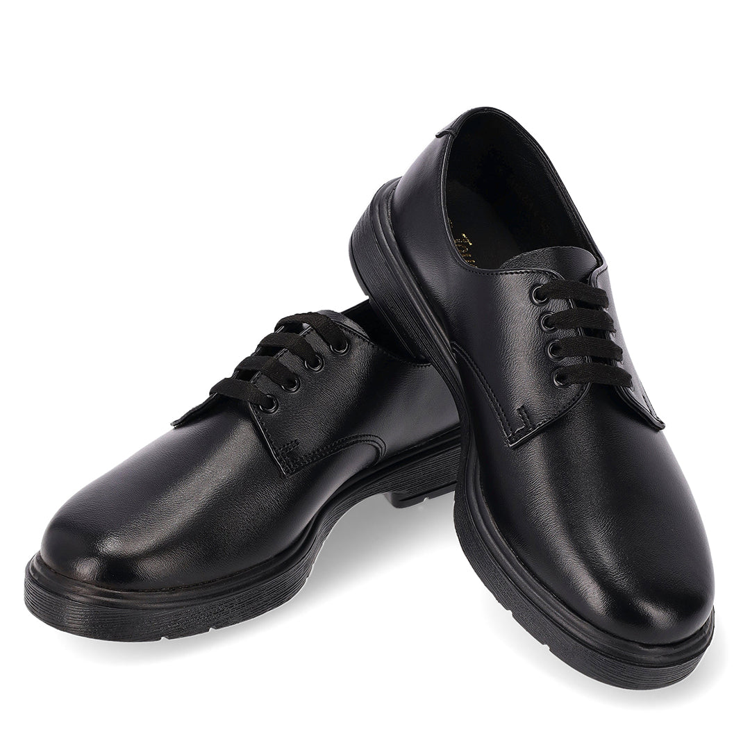 Toughees Clerk Mens Chunky Lace Up School Shoes - Black