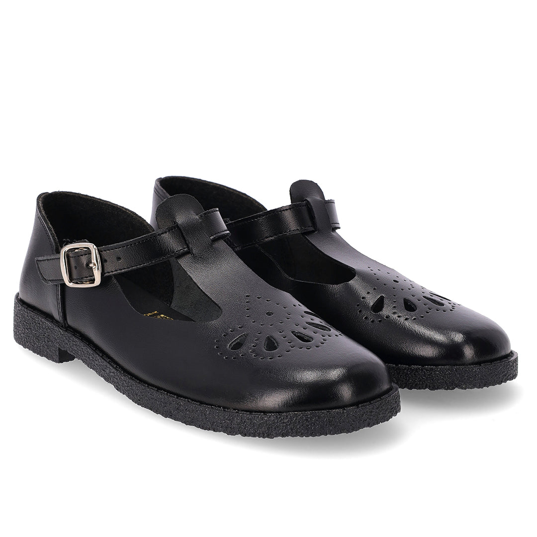 Toughees Betty Younger Girls T-Bar School Shoes - Black
