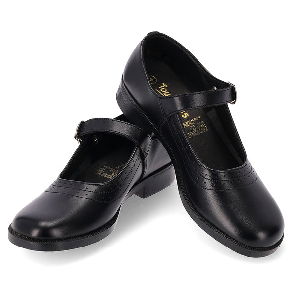 Toughees Pearl Ladies One Bar School Shoes Black – Toughees SA