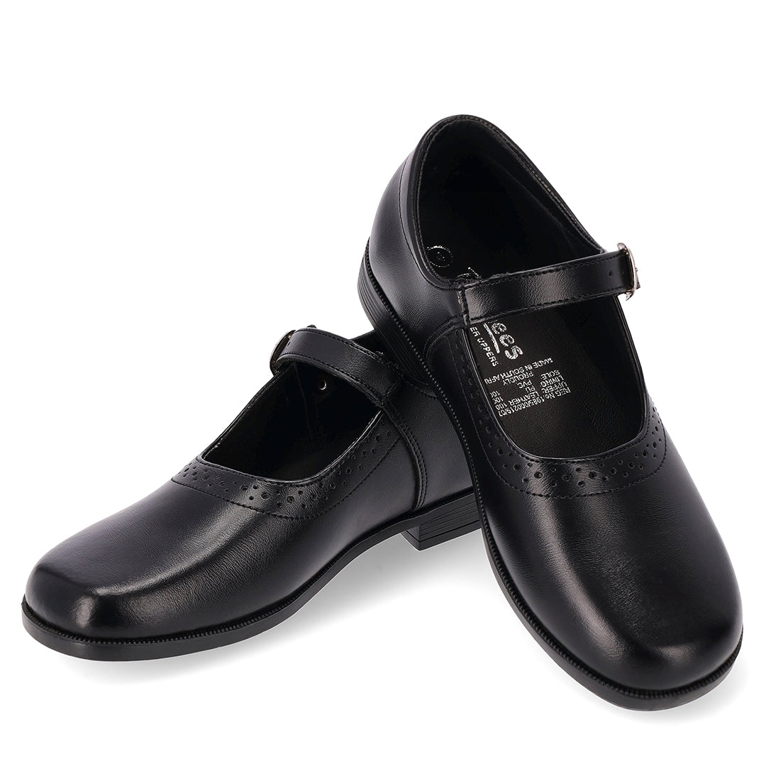 Toughees Sara Ladies Padded Collar School Shoes - Black